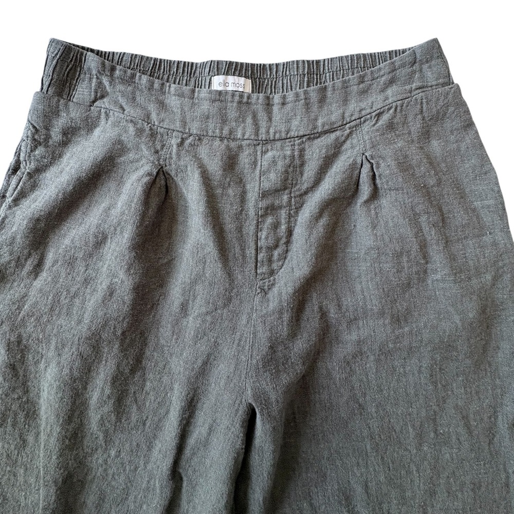Ella Moss Womens Linen Blend Wide Leg Cropped Pants Size Large Elastic Waist - Picture 3 of 4